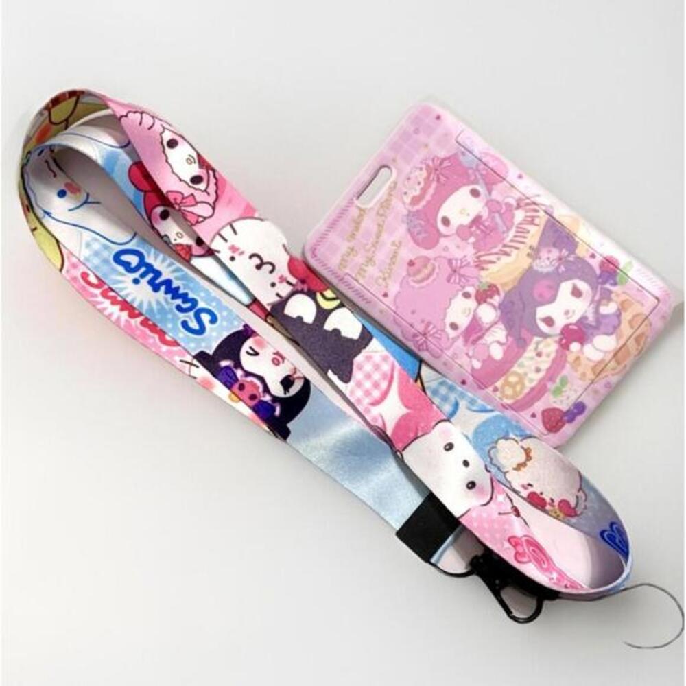Sanrio Lanyard Keychain Hard Case ID Badge Holder - My Melody Kuromi Sweet Piano